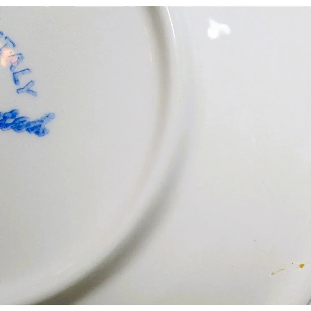 Tre Ci Italian Hand‑Painted Saucer Blue & Yellow Circles Vintage 1980s Ceramic